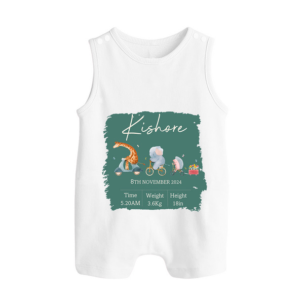 First Birthday Stat Romper Suit/Sleeveless Romper | Custom Romper Suit/Sleeveless Romper for Your Baby's Milestone - WHITE - 0 - 5 Months Old (Chest 18")