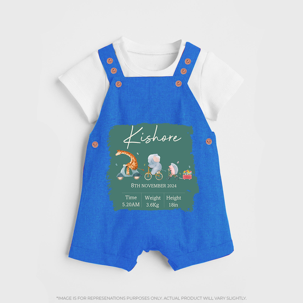 First Birthday Stat Dungaree Set | Custom Dungaree Set for Your Baby's Milestone - COBALT BLUE - 0 - 5 Months Old (Chest 18")
