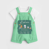 First Birthday Stat Dungaree Set | Custom Dungaree Set for Your Baby's Milestone - GREEN - 0 - 5 Months Old (Chest 18")