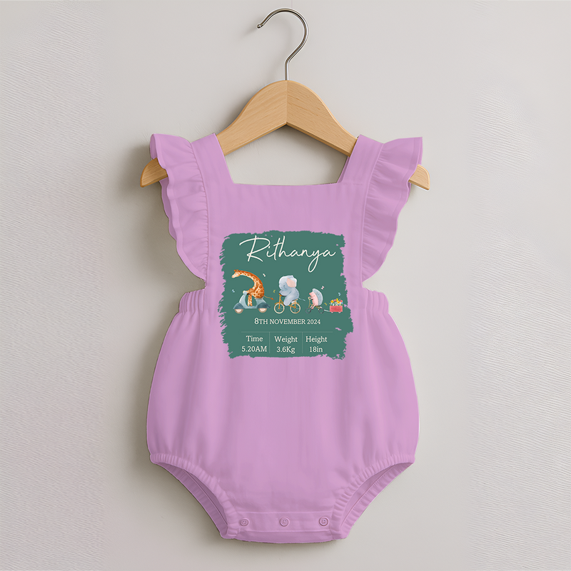 First Birthday Stat Romper Frock | Custom Romper Frock for Your Baby's Milestone - BABY PINK - 0 - 3 Months Old (Chest 19")