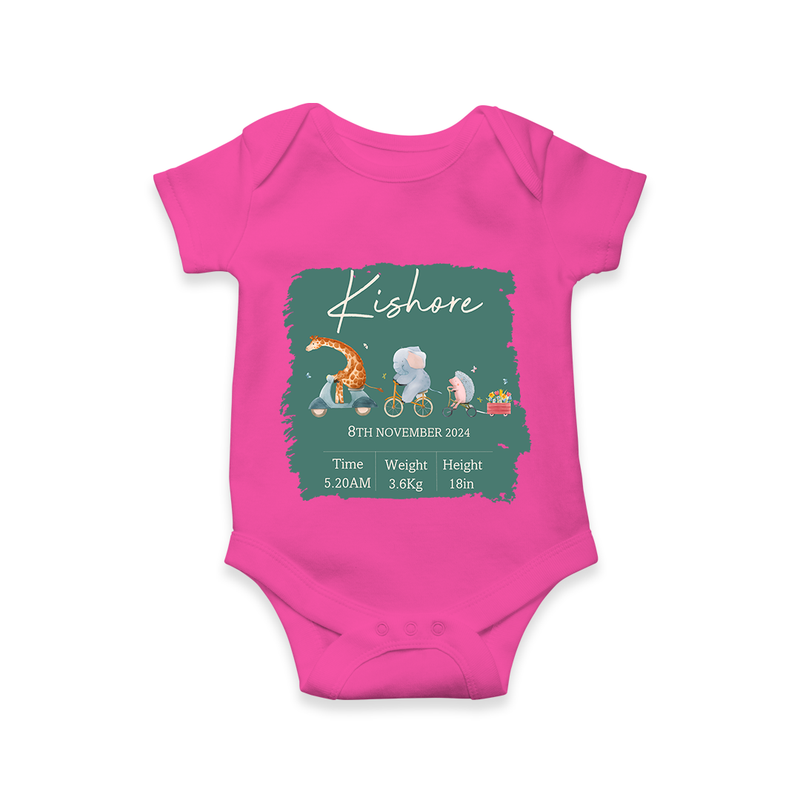 First Birthday Stat Romper | Custom Romper for Your Baby's Milestone - HOT PINK - New Born (Chest 14")
