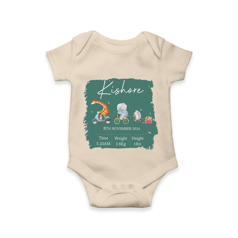First Birthday Stat Romper | Custom Romper for Your Baby's Milestone - IVORY - New Born (Chest 14")