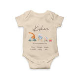 "Cherished Beginnings - Customized Romper With Baby Name, Weight, And Birth Details" - IVORY - 0 - 3 Months Old (Chest 16")