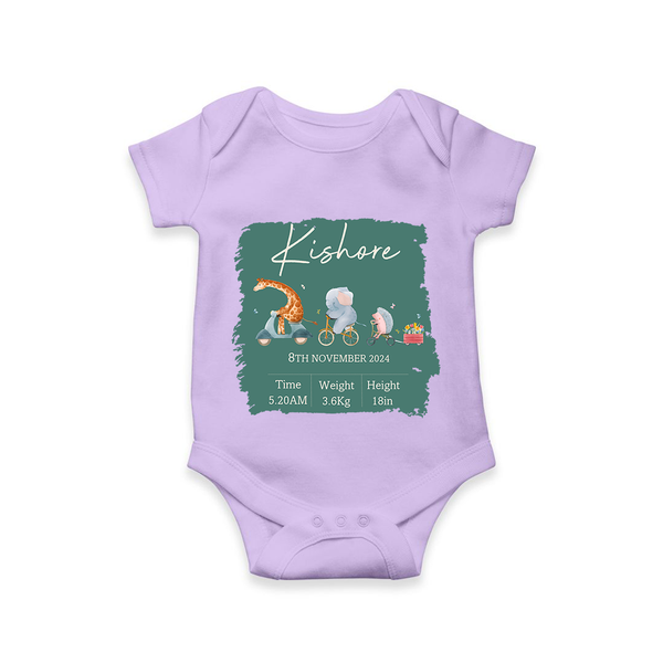 First Birthday Stat Romper | Custom Romper for Your Baby's Milestone - LILAC - New Born (Chest 14")