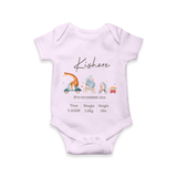 "Cherished Beginnings - Customized Romper With Baby Name, Weight, And Birth Details" - LILAC - 0 - 3 Months Old (Chest 16")