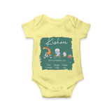 First Birthday Stat Romper | Custom Romper for Your Baby's Milestone - PASTEL YELLOW - New Born (Chest 14")