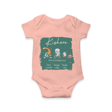 First Birthday Stat Romper | Custom Romper for Your Baby's Milestone - PEACH - New Born (Chest 14")