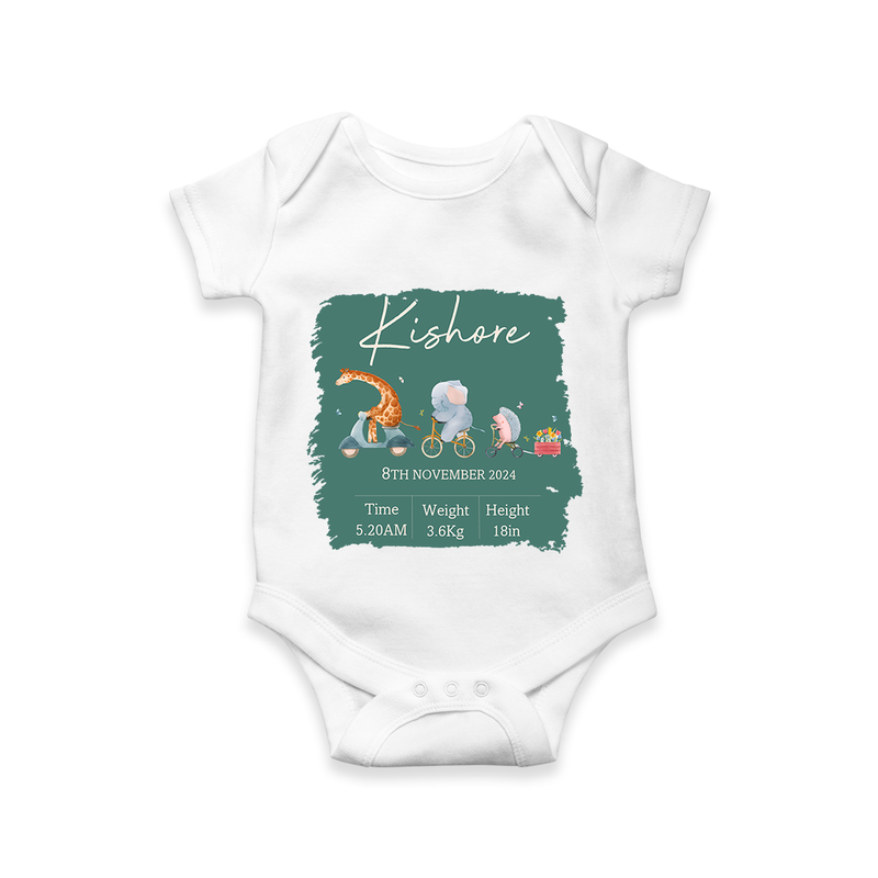 First Birthday Stat Romper | Custom Romper for Your Baby's Milestone - WHITE - New Born (Chest 14")