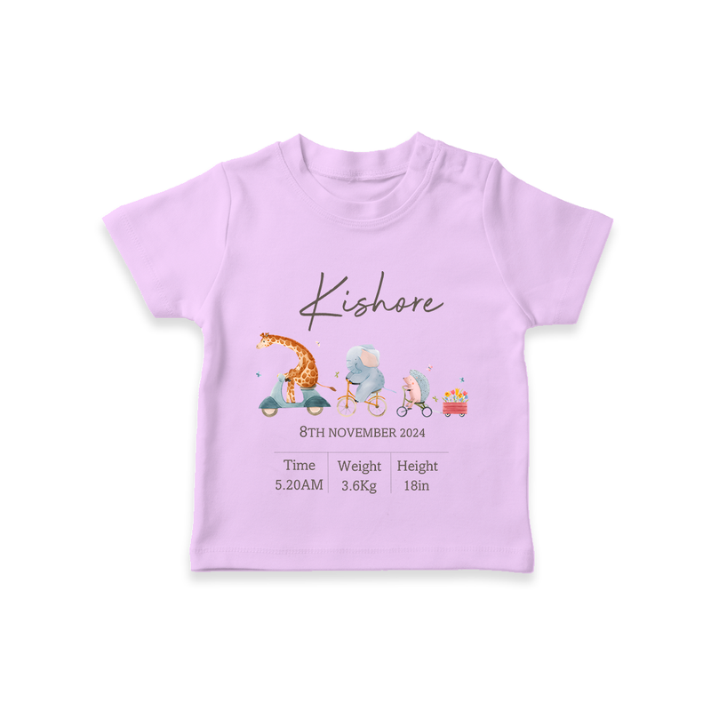 "Cherished Beginnings - Customized T-shirt With Baby Name, Weight, And Birth Details" - LILAC - 0-5 Months Old (Chest 17")