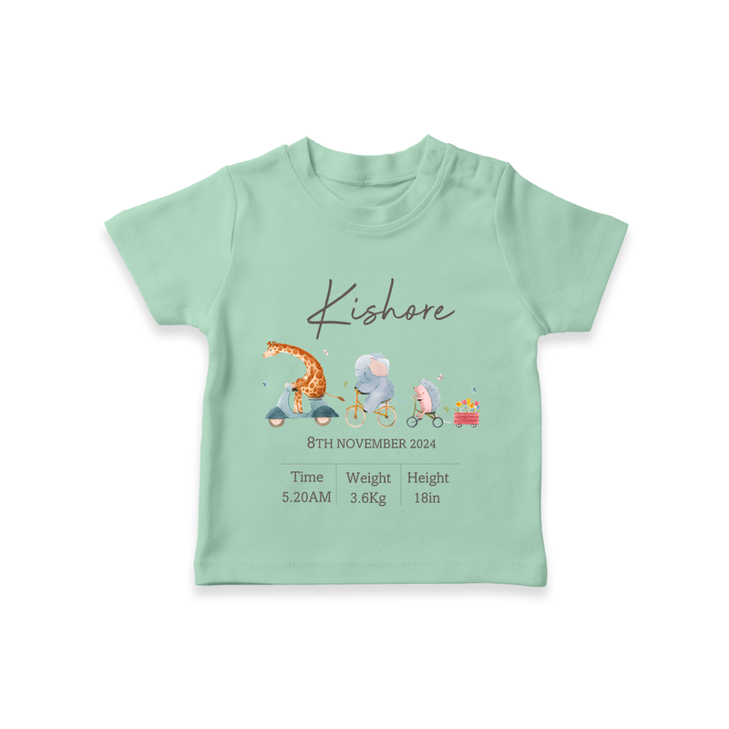 "Cherished Beginnings - Customized T-shirt With Baby Name, Weight, And Birth Details" - MINT GREEN - 0-5 Months Old (Chest 17")