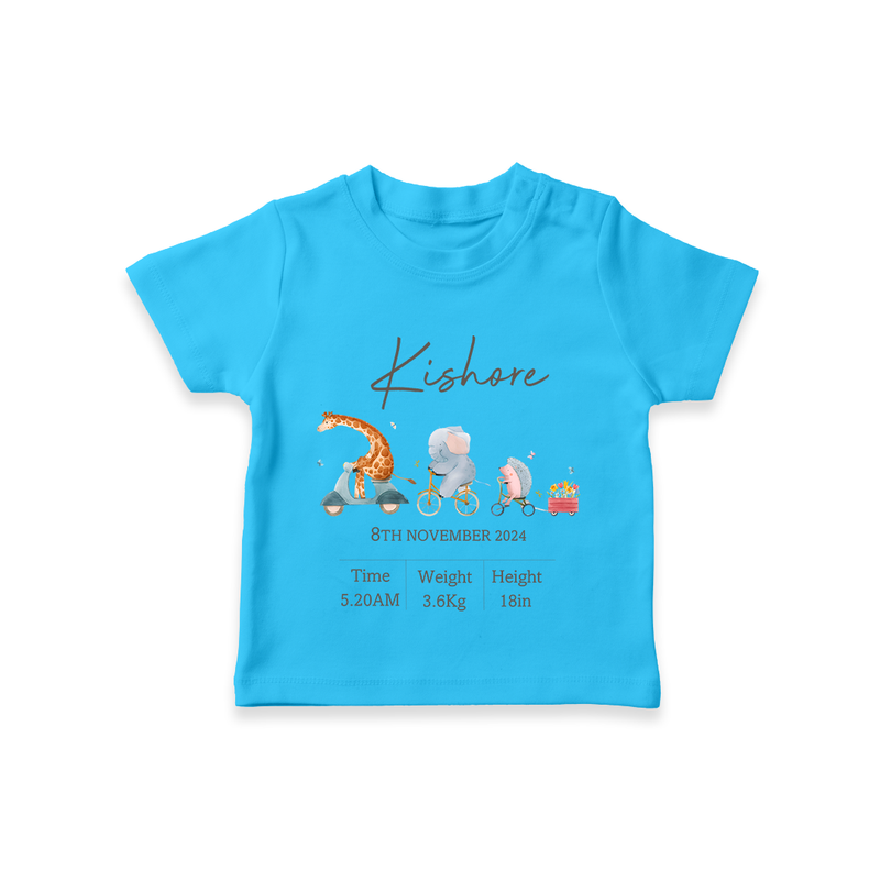 "Cherished Beginnings - Customized T-shirt With Baby Name, Weight, And Birth Details" - SKY BLUE - 0-5 Months Old (Chest 17")