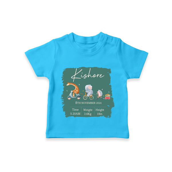 First Birthday Stat T-shirt | Custom T-shirt for Your Baby's Milestone - SKY BLUE - 0-5 Months Old (Chest 17")