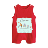 First Birthday Stat Romper Suit/Sleeveless Romper | Custom Romper Suit/Sleeveless Romper for Your Baby's Milestone - RED - 0 - 5 Months Old (Chest 18")