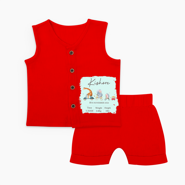First Birthday Stat Jabla Set | Custom Jabla Set for Your Baby's Milestone - RED - 0 - 3 Months Old (Chest 9.8")