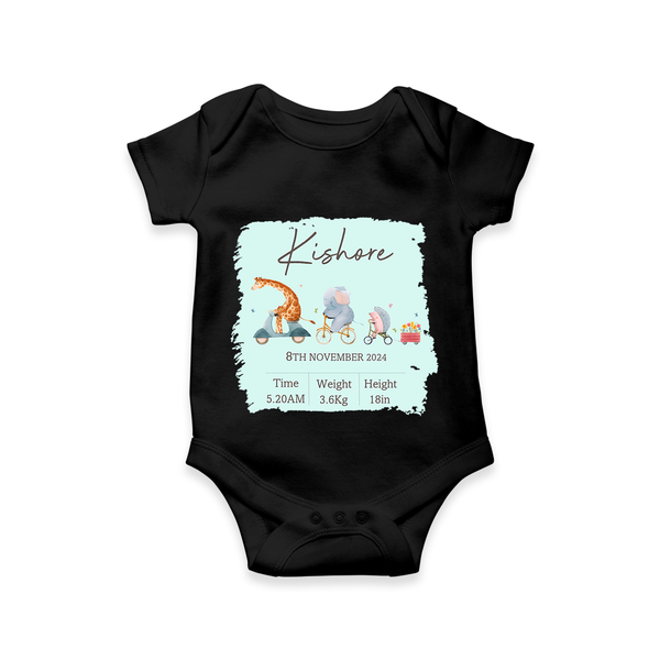 First Birthday Stat Romper | Custom Romper for Your Baby's Milestone - BLACK - New Born (Chest 14")