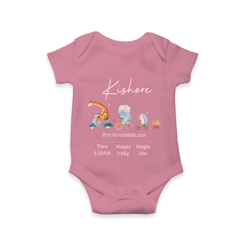 "Cherished Beginnings - Customized Romper With Baby Name, Weight, And Birth Details" - ONION - 0 - 3 Months Old (Chest 16")