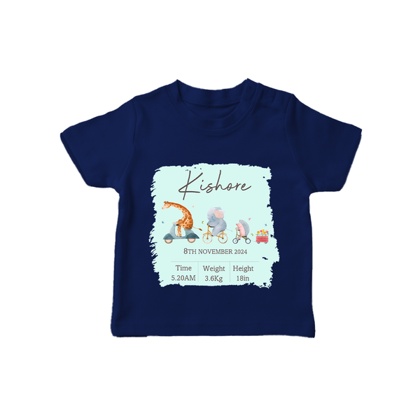 First Birthday Stat T-shirt | Custom T-shirt for Your Baby's Milestone - NAVY BLUE - 0-5 Months Old (Chest 17")