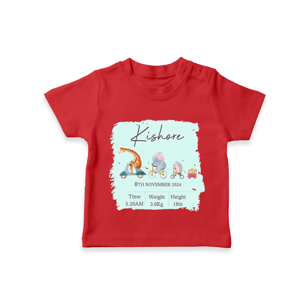 First Birthday Stat T-shirt | Custom T-shirt for Your Baby's Milestone - RED - 0-5 Months Old (Chest 17")