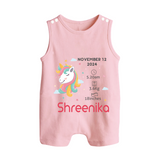 Birth Record Romper Suit/ Sleeveless Romper for Newborns | Unique Gift for New Parents - BABY PINK - 0 - 5 Months Old (Chest 18")