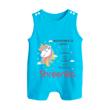 Birth Record Romper Suit/ Sleeveless Romper for Newborns | Unique Gift for New Parents - SKY BLUE - 0 - 5 Months Old (Chest 18")