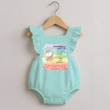 Baby's First Birthday Stat Romper Frock | Personalized Romper Frock with Birth Info - MINT GREEN - 0 - 3 Months Old (Chest 19")