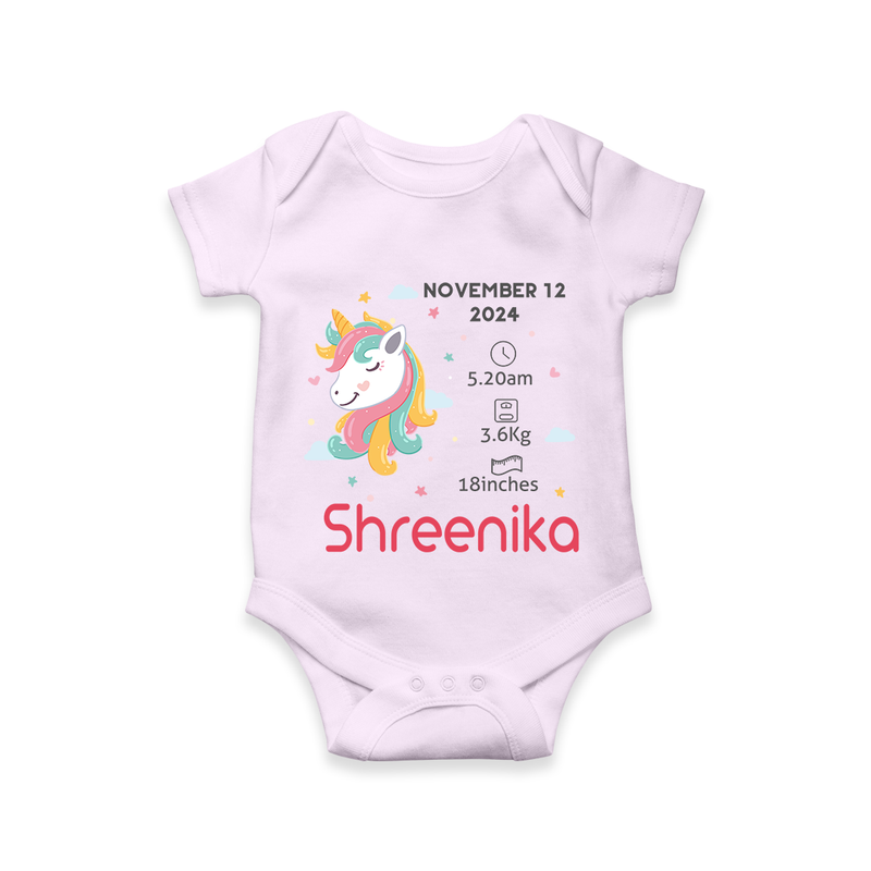 "First Moments - Customized Romper With Baby Name, Weight, And Birth Details" - LILAC - 0 - 3 Months Old (Chest 16")