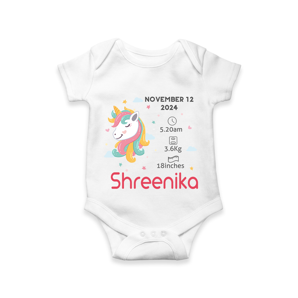 "First Moments - Customized Romper With Baby Name, Weight, And Birth Details" - WHITE - 0 - 3 Months Old (Chest 16")