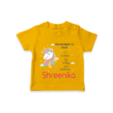 "First Moments - Customized T-shirt With Baby Name, Weight, And Birth Details" - CHROME YELLOW - 0-5 Months Old (Chest 17")