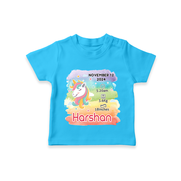 Baby's First Birthday Stat T-shirt | Personalized T-shirt with Birth Info - SKY BLUE - 0-5 Months Old (Chest 17")