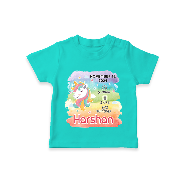 Baby's First Birthday Stat T-shirt | Personalized T-shirt with Birth Info - TEAL - 0-5 Months Old (Chest 17")