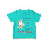 "First Moments - Customized T-shirt With Baby Name, Weight, And Birth Details" - TEAL - 0-5 Months Old (Chest 17")