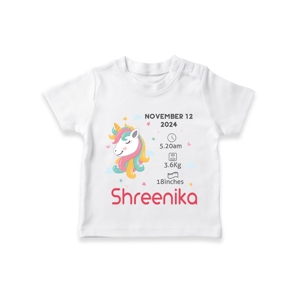 "First Moments - Customized T-shirt With Baby Name, Weight, And Birth Details" - WHITE - 0-5 Months Old (Chest 17")