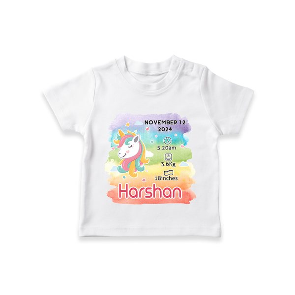 Baby's First Birthday Stat T-shirt | Personalized T-shirt with Birth Info - WHITE - 0-5 Months Old (Chest 17")