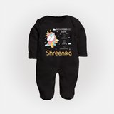 Birth Record Sleep Suit/ Full Sleeve Bodysuit for Newborns | Unique Gift for New Parents - BLACK - New Born (Chest 7.5")