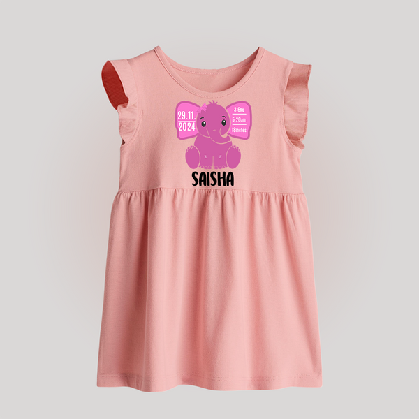 My First Birthday Stats Baby Frock | Custom Baby Frock with Birth Details - BABY PINK - 0 - 3 Months Old (Chest 17")