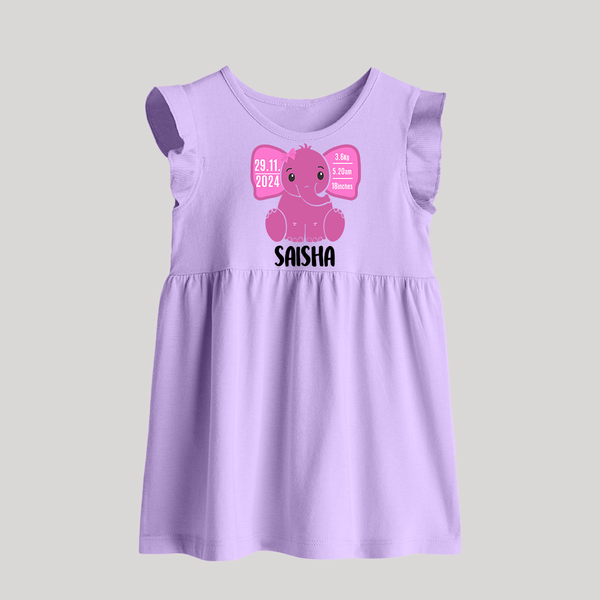 My First Birthday Stats Baby Frock | Custom Baby Frock with Birth Details - LILAC - 0 - 3 Months Old (Chest 17")