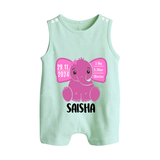 My First Birthday Stats Romper Suit/Sleeveless Romper | Custom Romper Suit/Sleeveless Romper with Birth Details - MINT GREEN - 0 - 5 Months Old (Chest 18")