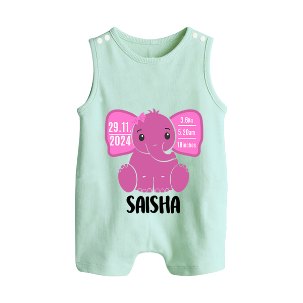 My First Birthday Stats Romper Suit/Sleeveless Romper | Custom Romper Suit/Sleeveless Romper with Birth Details - MINT GREEN - 0 - 5 Months Old (Chest 18")
