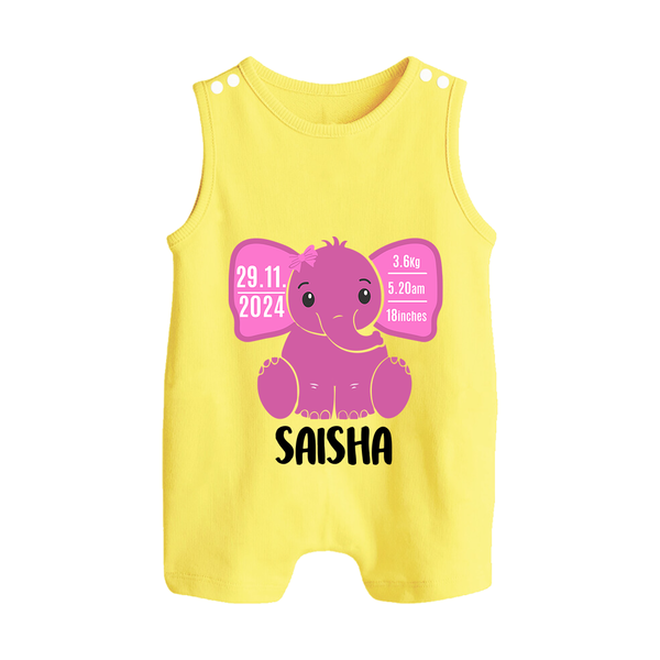 My First Birthday Stats Romper Suit/Sleeveless Romper | Custom Romper Suit/Sleeveless Romper with Birth Details - PASTEL YELLOW - 0 - 5 Months Old (Chest 18")