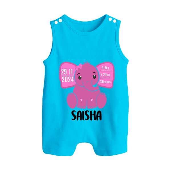 My First Birthday Stats Romper Suit/Sleeveless Romper | Custom Romper Suit/Sleeveless Romper with Birth Details - SKY BLUE - 0 - 5 Months Old (Chest 18")
