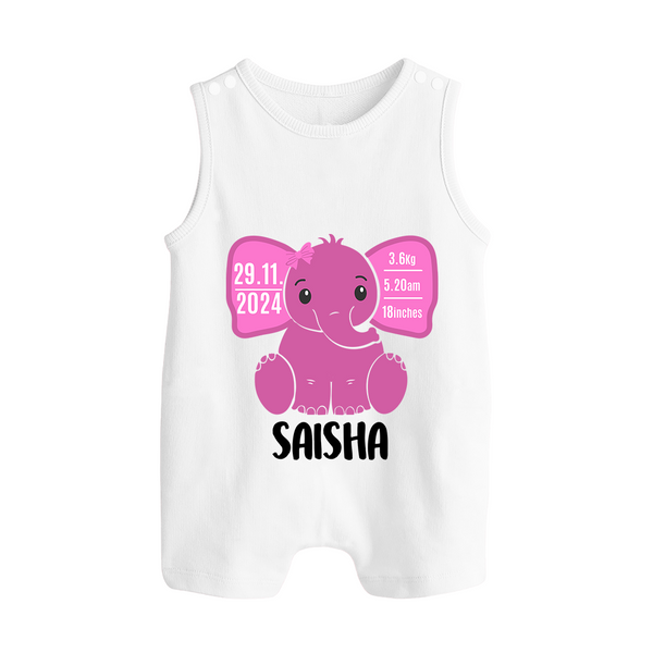 My First Birthday Stats Romper Suit/Sleeveless Romper | Custom Romper Suit/Sleeveless Romper with Birth Details - WHITE - 0 - 5 Months Old (Chest 18")