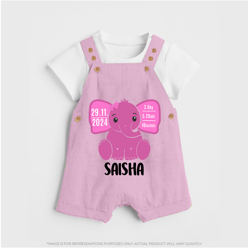 My First Birthday Stats Dungaree Set | Custom Dungaree Set with Birth Details - BABY PINK - 0 - 5 Months Old (Chest 18")