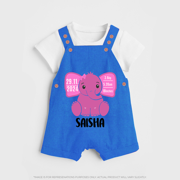 My First Birthday Stats Dungaree Set | Custom Dungaree Set with Birth Details - COBALT BLUE - 0 - 5 Months Old (Chest 18")