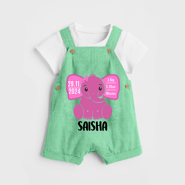 My First Birthday Stats Dungaree Set | Custom Dungaree Set with Birth Details - GREEN - 0 - 5 Months Old (Chest 18")