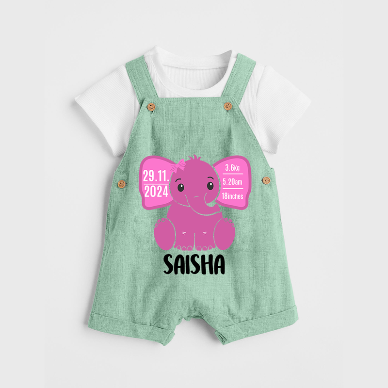 My First Birthday Stats Dungaree Set | Custom Dungaree Set with Birth Details - MINT GREEN - 0 - 5 Months Old (Chest 18")