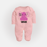 Celebrate Your Baby's Arrival | Custom Sleep Suit/ Full Sleeve Bodysuit Printed with Birth Information - BABY PINK - New Born (Chest 7.5")