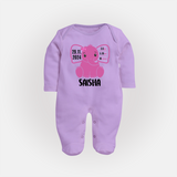 Celebrate Your Baby's Arrival | Custom Sleep Suit/ Full Sleeve Bodysuit Printed with Birth Information - LILAC - New Born (Chest 7.5")