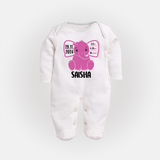 Celebrate Your Baby's Arrival | Custom Sleep Suit/ Full Sleeve Bodysuit Printed with Birth Information - WHITE - New Born (Chest 7.5")