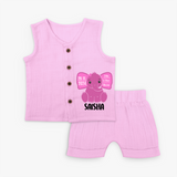My First Birthday Stats Jabla Set | Custom Jabla Set with Birth Details - BABY PINK - 0 - 3 Months Old (Chest 9.8")