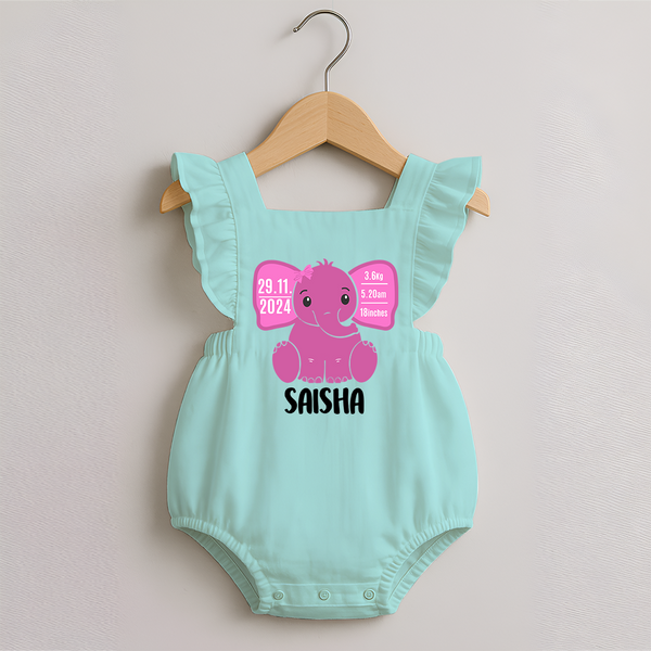My First Birthday Stats Romper Frock | Custom Romper Frock with Birth Details - MINT GREEN - 0 - 3 Months Old (Chest 19")